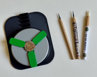 Coin restoration kit for detection with 1 rotating vise + 1 non-slip support + 3 cleaning pencils "André's pencil"