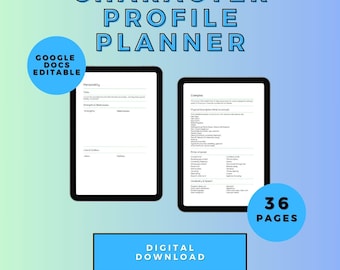 Planificador de perfil de personaje de fanfiction/Plantilla de historia (Descarga digital)