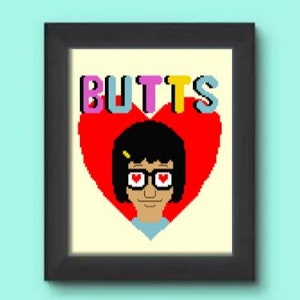 Bobs Burgers BUTTS Tina Belcher - Modèle de point de croix