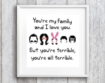 Bob's Burgers Terrible Family Cross Stitch Pattern