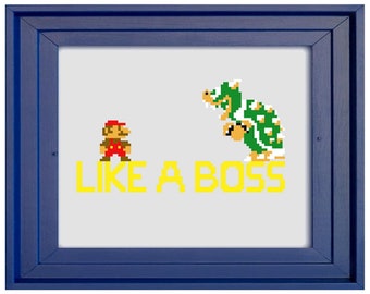 Mario Like A Boss Cross Stitch Pattern