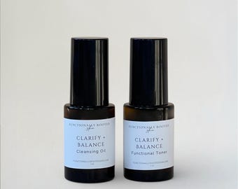 Clarify + Balance Cleansing Oil and Facial Toner Skincare Set for reactive, congestion prone skin