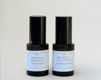 Brighten + Rejuvenate Facial Cleansing Oil and Toner Skincare Set for Dull, Pigmented Skin