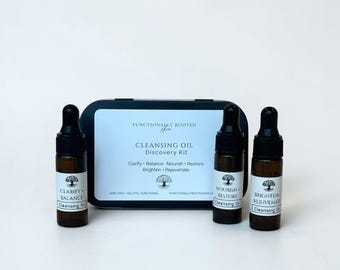 Facial Cleansing Oil Discovery Set to Balance, Brighten, or Nourish the Skin Barrier • Natural Facial Oil Trio • Holistic Skincare