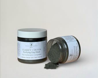 Clarify + Detox Clay Mask for Oily, Congestion Prone Skin | Charcoal, Sulfur & Neem