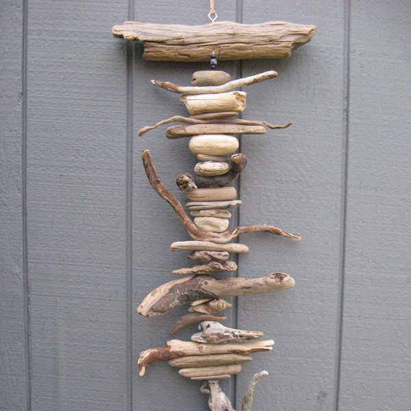 Driftwood Mobile With Blue Glass Float Ball And Beads– DC2428