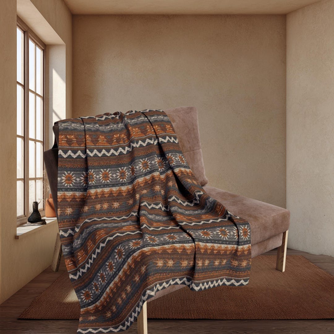 Native Natural Throw Cahuilla Native American Sun Fleece - Indigenous Heritage Desert Throw ...