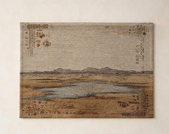 Southwest Desert Woven Tapestry Wall Hanging - Boho High Plains Landscape Art | Textile Wall Decor