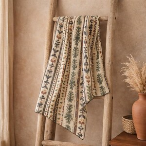 Boho Heritage Art Scarf: Poly Chiffon or Voile - Nature Pattern image 5