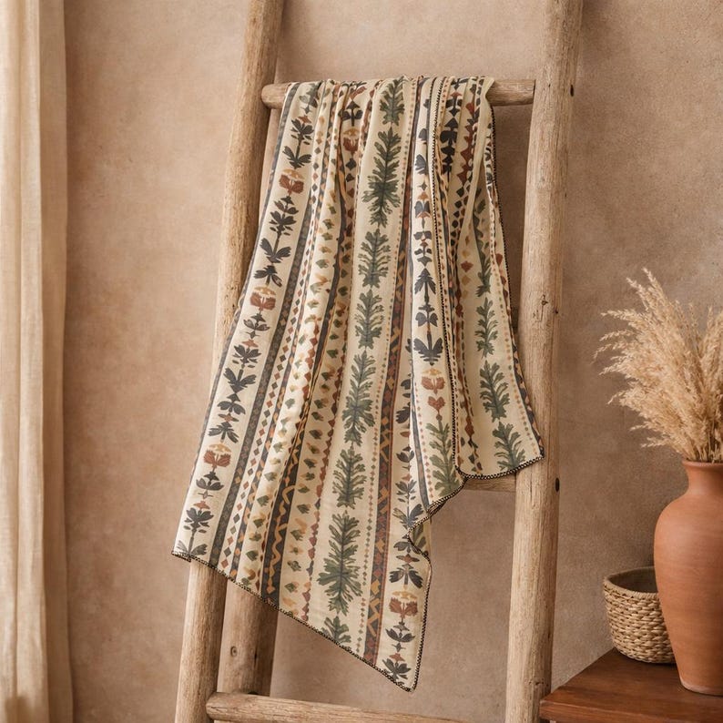 Boho Heritage Art Scarf: Poly Chiffon or Voile - Nature Pattern image 5