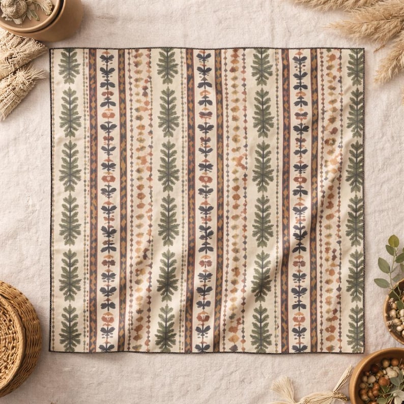 Boho Heritage Art Scarf: Poly Chiffon or Voile - Nature Pattern image 2