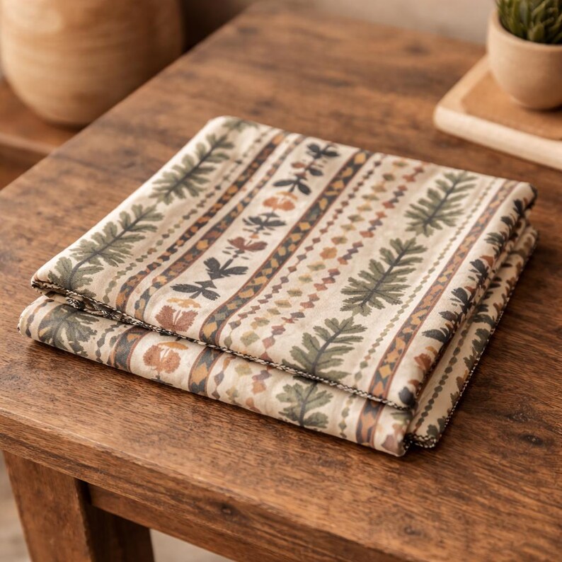 Boho Heritage Art Scarf: Poly Chiffon or Voile - Nature Pattern image 6
