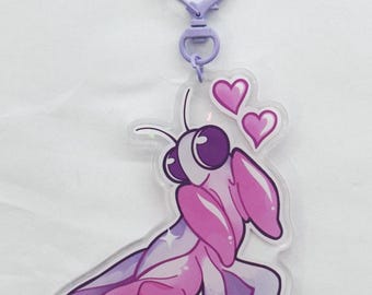 Orchid Mantis Acrylic Keychain, Cute Mantis Keychain, Cute Bug Keychain
