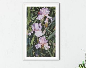 Iris Flowers Art Print, Springtime Wall Art, Field Flowers Print, Floral Watercolor Painting, Botanical Art Print, Nature Home Decor