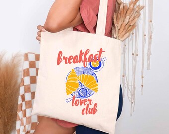 Breakfast Lover Club Cotton Canvas Tote Bag