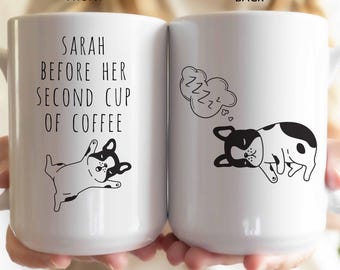 Funny Custom Coworker Mug Gift for Christmas Party Personalized Sarcastic Coffee Humor French Bulldog Ceramic Mug 11 oz, 15 oz