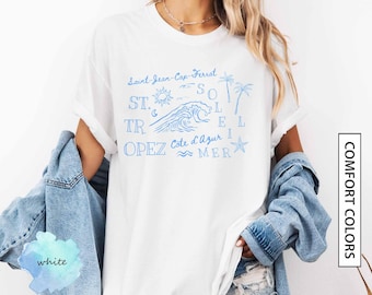 St. Tropez French Beach Vacation Shirt Gift Côte d'Azur France Travel Shirt Vintage Aesthetic Mer Soleil Sun Sea Waves COMFORT COLORS Shirt