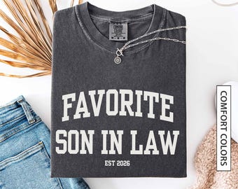 Aangepaste favoriete schoonzoon shirt cadeau voor nieuwe schoonzoon gepersonaliseerd est jaar bijpassende familie T-shirt COMFORT COLOURS T-shirt
