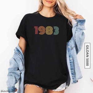 Retro Birth Year 1983 Birthday Shirt Gift Vintage Birth Date Birthday Present College Birth Year Tee 30s 40s Birth Day GILDAN 5000 T-Shirt