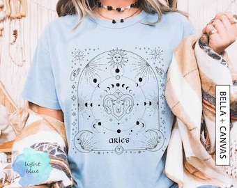 Aries T Shirt Gift for Best Friend Shirt Gift for Horoscope Lover Graphic Tee Gift for Aries Star Sign Moon TShirt Gift BELLA CANVAS T-Shirt