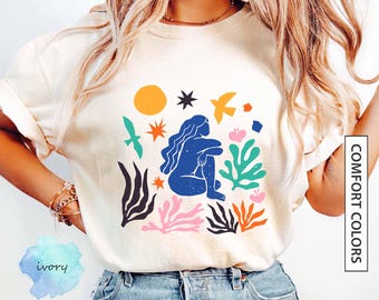 Camiseta Matisse, regalo para amantes del arte moderno, camiseta, regalo para amigas artistas, camiseta gráfica, regalo para ella, camiseta inspirada en Matisse, COLORES CONFORTABLES