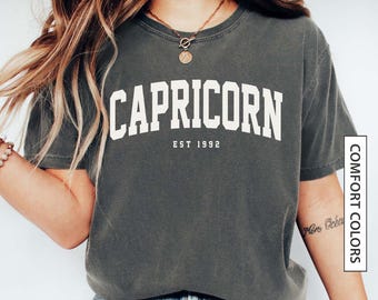 Custom Capricorn Shirt Gift for Capricorn Star Sign TShirt Personalized Est Birth Year Tee Zodiac Astrology Horoscope Comfort Colors T-Shirt