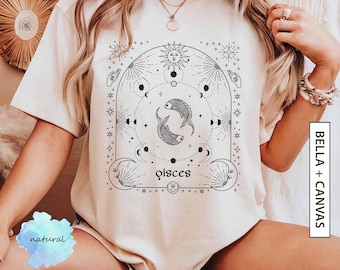 Pisces T Shirt Gift for Best Friend Shirt Gift for Zodiac Lover Graphic Tee Gift for Pisces Star Sign Moon TShirt Gift BELLA CANVAS T-Shirt