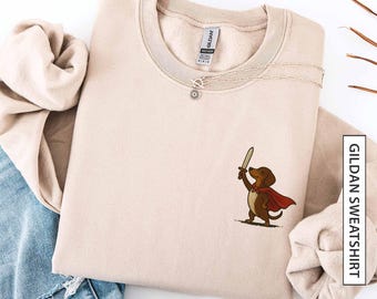 Medieval Dachshund Dog with Sword Sweatshirt Gift for Dog Lover Faux Embroidery Look Cosplay Renaissance Faire Gildan Sweatshirt