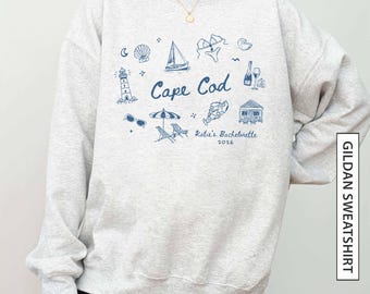 Custom Cape Cod Bachelorette Girl's Trip Sweatshirt Gift for Bride and Bridesmaids Seaside Coastal Beach Bachelorette Gildan Sweatshirt