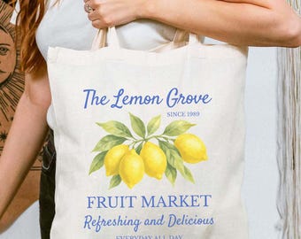 Lemon Grove Fruit Market Cotton Canvas Tote Bag