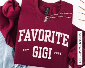 Sudadera personalizada Gigi, regalo ideal para la abuela. Sudadera Gildan a juego con el año de fundación de la familia.