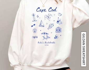 Sudadera personalizada para despedida de soltera en Cape Cod, regalo para la novia y las damas de honor, estilo costero junto al mar, sudadera Gildan.