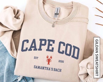 Sudadera personalizada para despedida de soltera en Cape Cod, regalo para damas de honor, despedida de soltera costera con langosta, año personalizado, sudadera Gildan