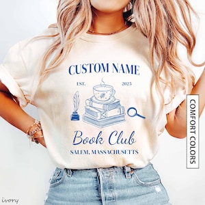 Personalized Book Club Shirt Gift Idea for Reader Gift Custom Retro Vintage Book Club Tee Bookish Salem Book Club Tee COMFORT COLORS T-Shirt