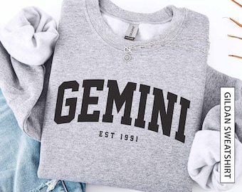 Custom Gemini Sweatshirt Gift for Gemini Star Sign Sweater Personalized Est Birth Year Shirt Zodiac Astrology Horoscope Sweatshirt