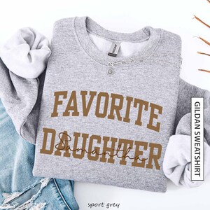 Custom Name Favorite Daughter Sweatshirt Gift for Daughter Personalized Name Sweater Tonal Brown on Brown Matching Family Gildan Sweatshirt image 4