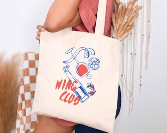 Wine Club Cotton Canvas Tote Bag