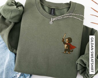 Medieval Bernedoodle Dog with Sword Sweatshirt Gift for Dog Lover Faux Embroidery Look Cosplay Renaissance Faire Gildan Sweatshirt