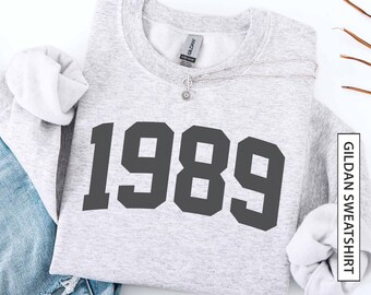 Sudadera personalizada con el año de nacimiento, regalo de cumpleaños personalizado, sudadera de cumpleaños con letras universitarias, sudadera Gildan