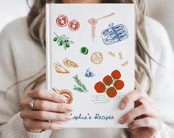 Libro de recetas personalizado en blanco, regalo para amantes de la gastronomía, libro de recetas familiares, mercado italiano, diario de tapa dura mate