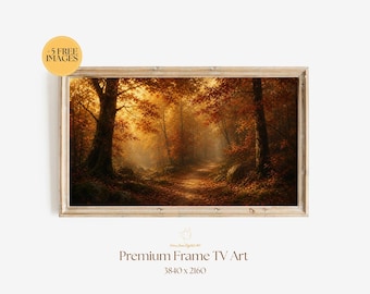 Samsung Frame TV Fall Forest Art | Autumn Landscape Digital Download | Cozy Forest TV Screensaver