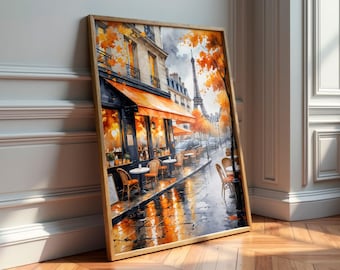 Paris Wall Art Storefront Printable, Paris cafe wall print, Brasserie storefront digital art, French bistro Eiffel Tower Digital Download