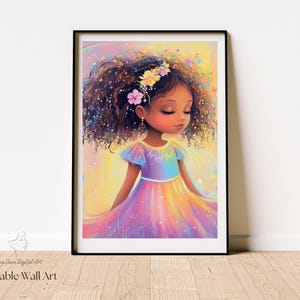 Rainbow Princess Girl Print: Whimsical Nursery Wall Art (Digital Download)