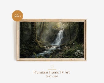 Forest Stream Frame TV Art, Misty Waterfall Frame TV Art, Woodland Creek Screensaver for Smart Television, Rustic Nature (Digital Download)