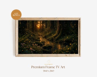 Firefly Forest Stream Frame TV Art, Enchanted Woodland Screensaver for Smart Television, Magical Nature Decor (Digital Download)