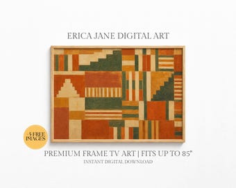Kente Frame TV Art, Afrocentric Abstract Samsung Frame TV Art, African Geometric Painting Digital Download, Modern Black Art