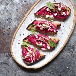 speckled white medium oval platter