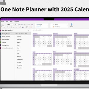 One Note Planner 2025 with Weekly and Monthly Planning Templates, Meeting Notes Template, Cute Font, and Project Trackers