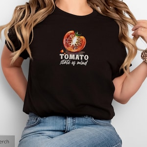 Tomato T-Shirt, Garden Fresh Tee, Farmers Market Top, Foodie Gift, Kitchen Vegetarian Shirt,  Summer Veggie Apparel, Vegan Tee, Ripe Tomato