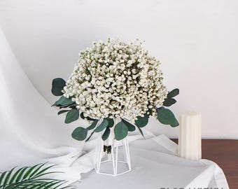 Boho Babybreath Eucalyptus Bridal Bouquet/Handheld Wedding Dried Flowers Bouqeut/Personalized wedding bouquets/Gift For Her
